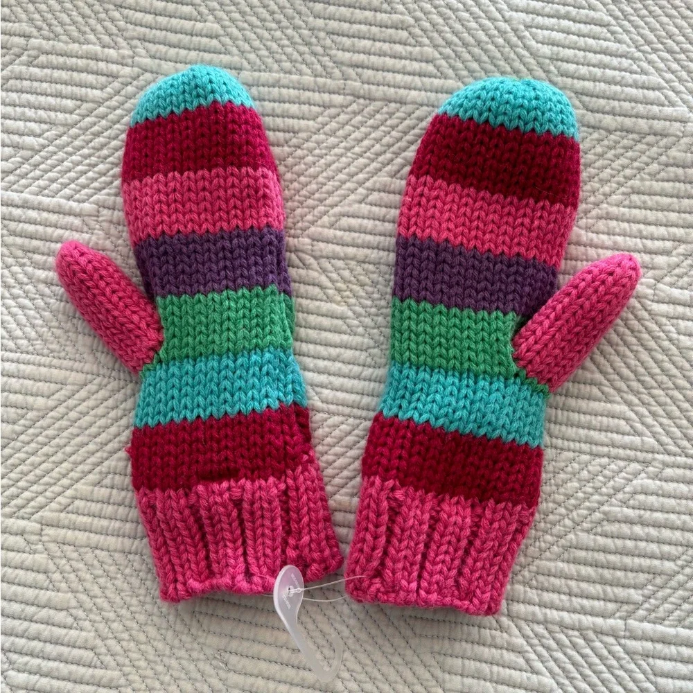 GAPKids Colorful Cable Knit Fleece Lined Mittens